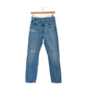 Medium Wash Distressed Levi's 501 26X30 (Actual 28X29)